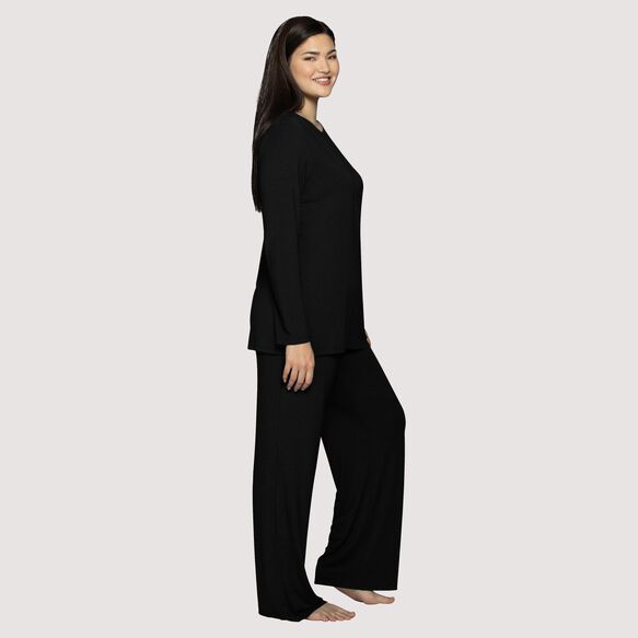 Beyond Comfort® Long Sleeve Pajama Set BLACK