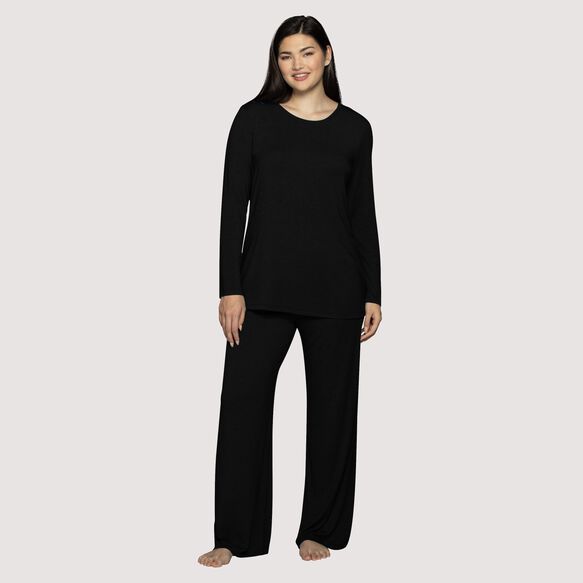 Beyond Comfort® Long Sleeve Pajama Set BLACK
