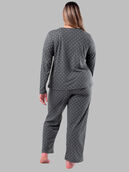 Women's Plus Fit for Me® Soft & Breathable Crew Neck Long Sleeve Shirt and Pants, 2 Piece Pajama Set CHARCOAL PIN DOT