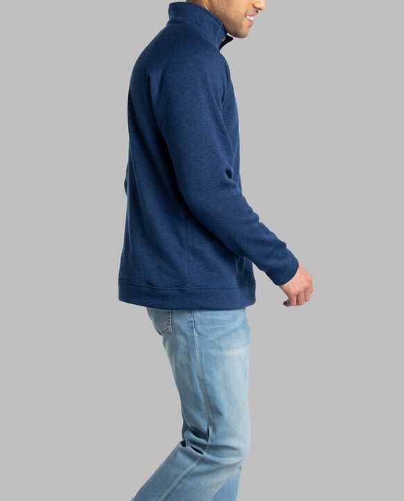 Men's Sweater Fleece Quarter Zip Pullover, Extended Sizes Navy Heather