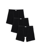 Men's Crafted Comfort Fabric Covered Waistband Black Boxer Briefs Extended Sizes, 3 Pack ASSORTED
