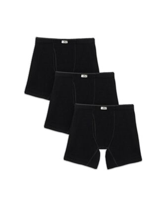 Men's Crafted Comfort Fabric Covered Waistband Black Boxer Briefs, 3 Pack 