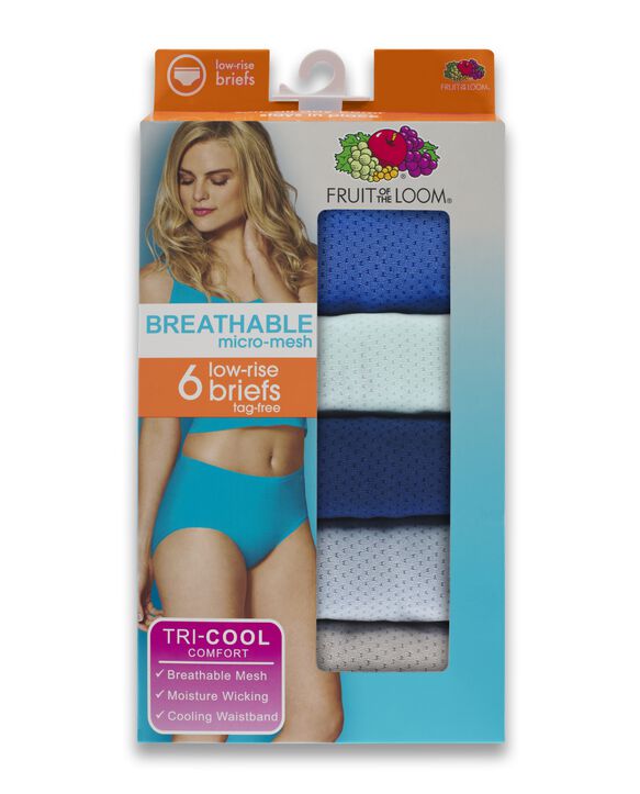 Women's Breathable Micro-Mesh Low-Rise Brief Underwear, 6 Pack ASSORTED