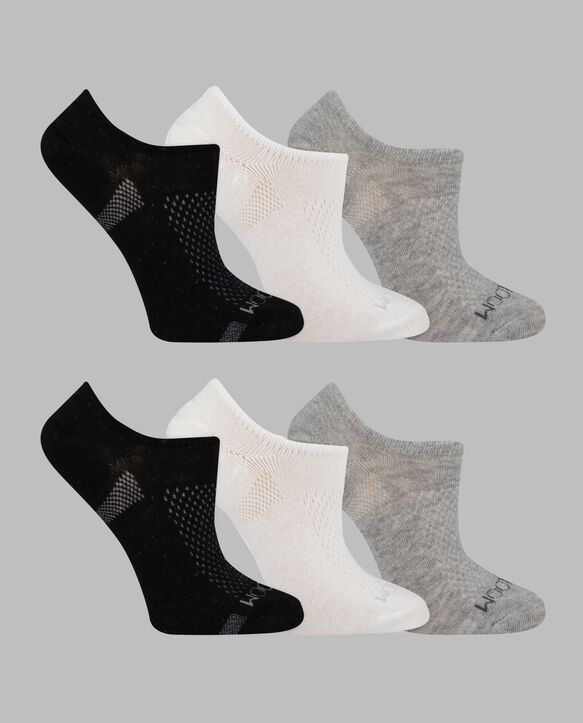 Women's Coolzone® Cotton Lightweight Liner Socks, 6 Pack WHITE