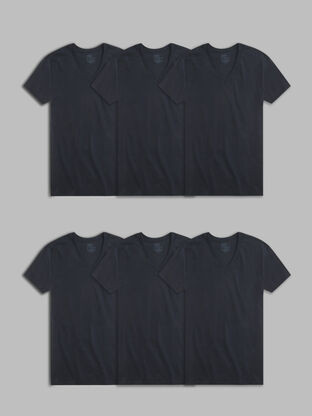 Men's Short Sleeve V-Neck T-Shirt, Black 6 Pack 