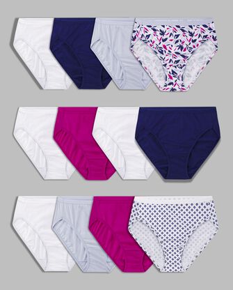 Women's Cotton Assorted Hi-Cut Underwear, 12 Pack 