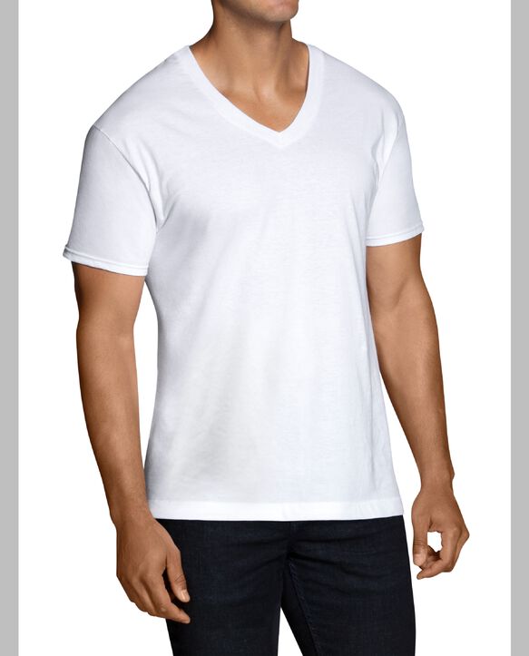 Men's Short Sleeve White V-Neck T-Shirts, 3 Pack | Fruit