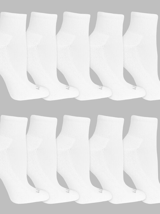 Women's Sport Ankle Cush Sock, 10 Pack WHITE