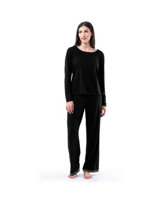 Women's Soft & Breathable Crew Neck Long Sleeve Shirt and Pants, 2-Piece Pajama Set 