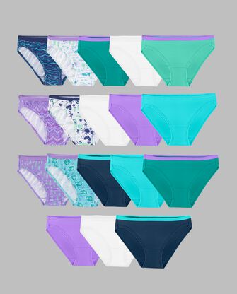 Girls' EverSoft Assorted Bikini Underwear, 14+4 Bonus Pack 