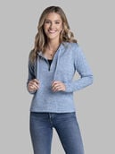 Ladies Sweater Fleece Quarter Zip Pullover Blue ashes heather