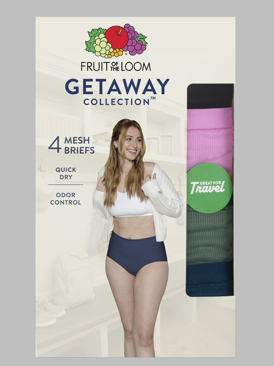 Women's Fruit of the Loom Getaway Collection™, Cooling Mesh Brief Underwear, Assorted 4 Pack Assorted
