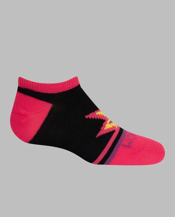 Girls' Lightweight No Show Socks, 10 Pack BLACK/PINK, BLACK/BLUE, BLACK/PURPLE, PURPLE, GREY, BLUE, PINK