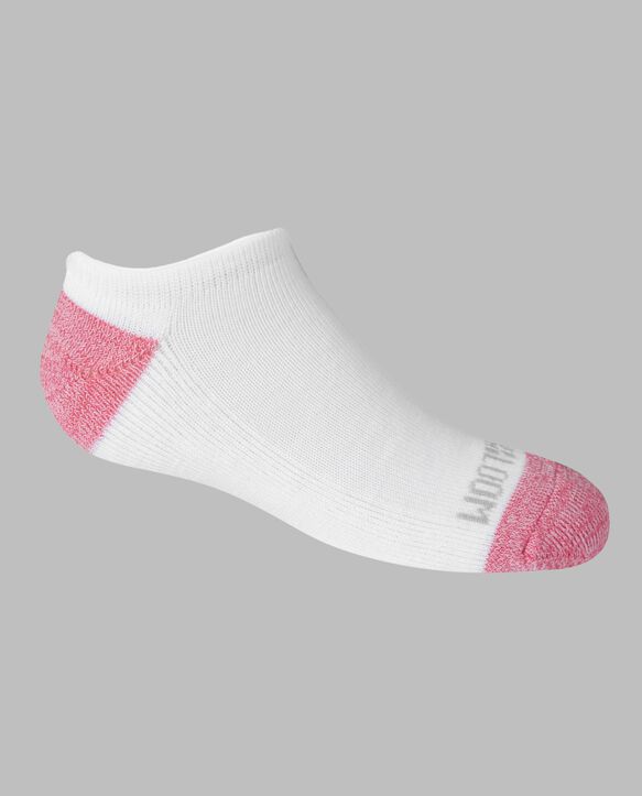 Girls' Cushioned No Show Socks, 10 Pack WHITE/PURPLE, WHITE, WHITE/BLUE, WHITE/PINK