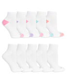 Women's Everyday Soft Cushioned Ankle Socks 10 Pair White/Pink, White, White/Teal, White/Melon, White/Purple