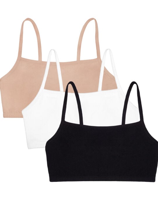 Women's Strappy Sports Bra, 3 Pack WHITE/SAND/BLACK