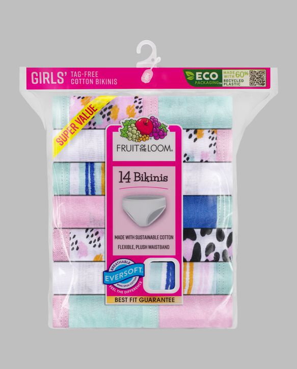 Girls' Eversoft® Bikini Underwear, Assorted 14 Pack ASSORTED