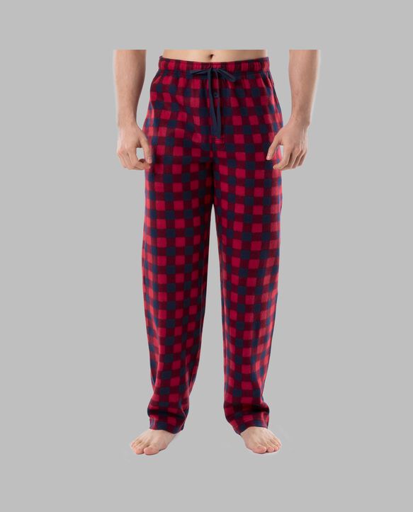 Fruit of the Loom Men's Fleece Sleep Pant, 2 Pack RED/BLUE