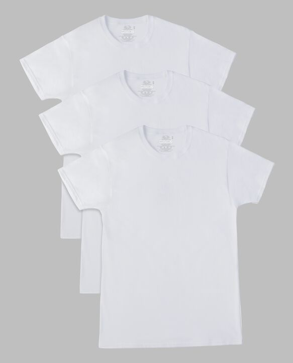 Men's Short Sleeve Breathable Cotton Crew T-Shirt, White 3 Pack White Ice