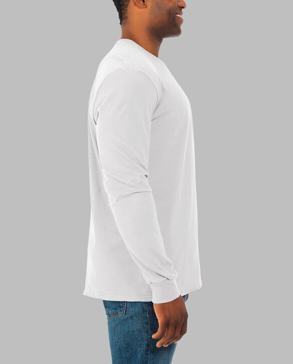 Men's Soft Long Sleeve Crew T-Shirt, Extended Sizes 2 Pack White