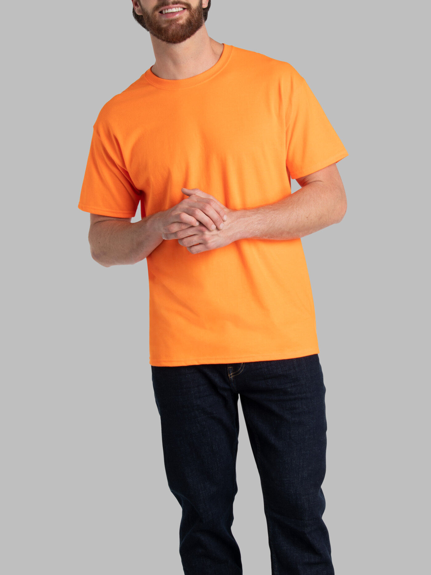 Orange crew neck t shirt cheap