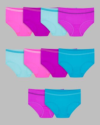 Girls' Seamless Brief Underwear, Assorted 10 Pack 