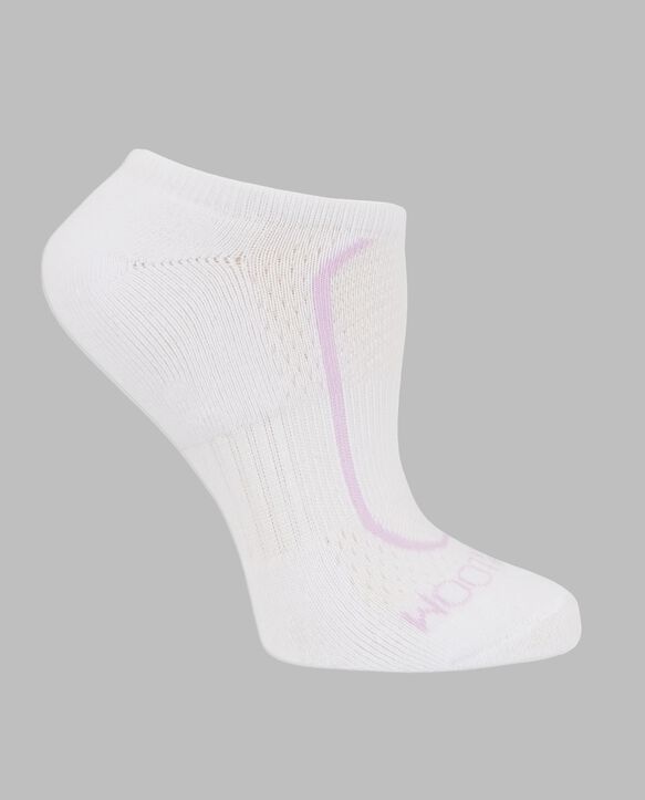 Women's Coolzone® Cushioned Cotton No Show Sock,s 6 Pack WHITE/LAVENDAR, WHITE/GREY, WHITE/PINK, WHITE/PURPLE, WHITE/BLUE, WHITE/PEACH