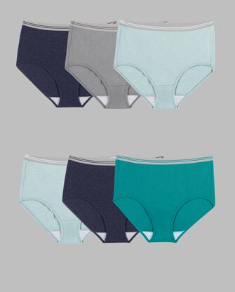 Women's Plus Fit for Me® Heather Brief Panty, Assorted 6 Pack 
