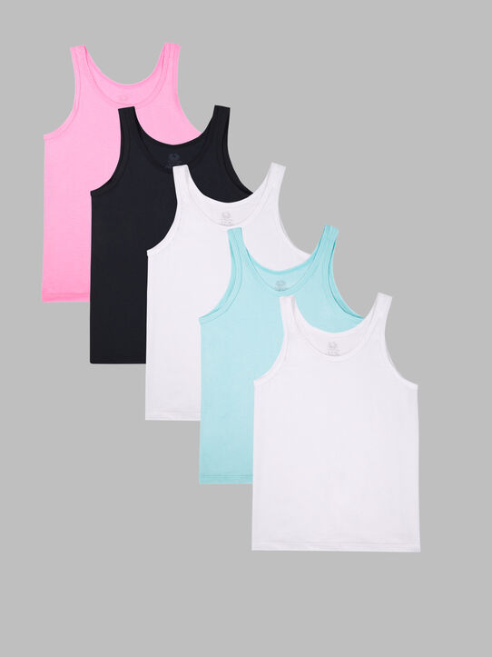 Girls' Eversoft® Tank, Assorted 5 Pack Assorted Heathers/Solids 2