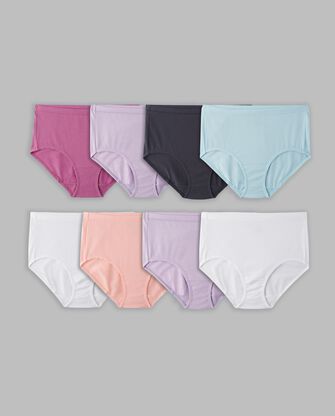 Women's Assorted Breathable Cotton-Mesh Brief Panty, 8 Pack ASSORTED