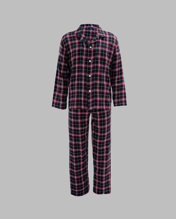 Fruit of the Loom Men's Flannel Pajama, 2 Piece Set BLACK PLAID