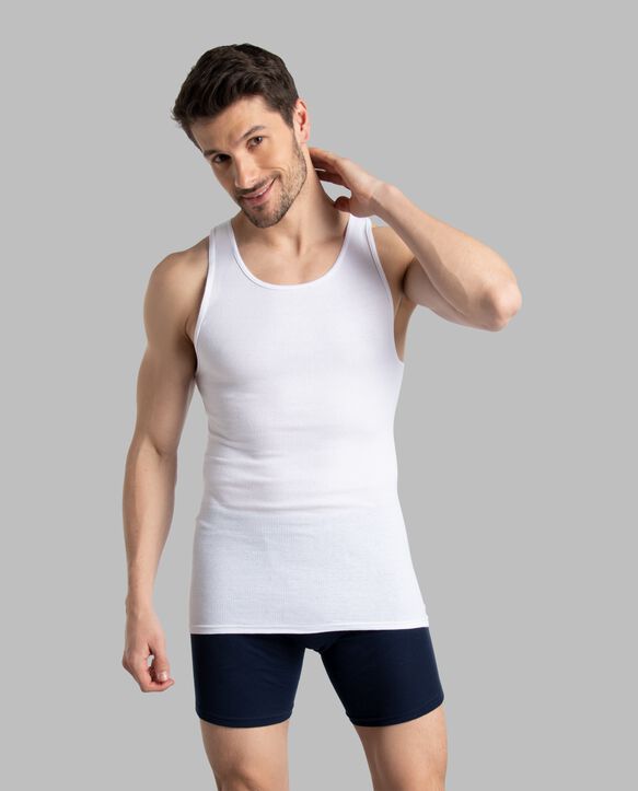 Men's White Short Sleeve A-Shirt, 10 Pack White
