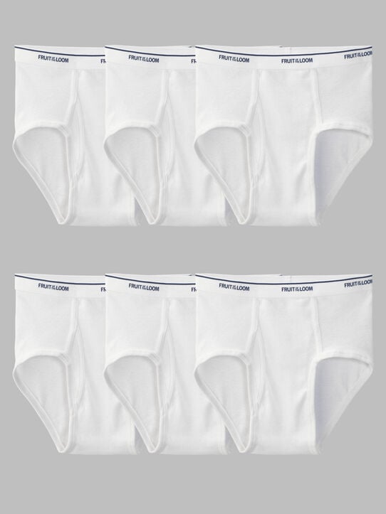Men's Cotton Briefs, Extended Sizes White 6 Pack White
