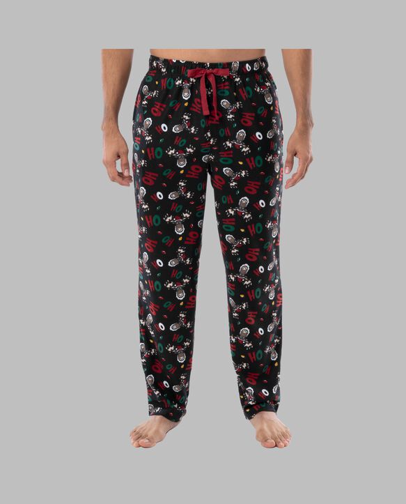 Fruit of the Loom Men's Holiday and Plaid Microfleece Sleep Pant, 2 Pack REINDEER/NAVY PLAID