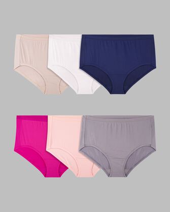 Women's Plus Fit for Me® Breathable Micro-Mesh Brief Panty, Assorted 6 Pack ASST
