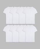 Men's Short Sleeve Active Cotton White Crew T-Shirts, 8 Pack White