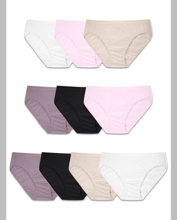 Women's Body Tone Cotton Bikini Panty, 10 Pack ASSORTED