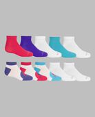 Girls' Lightweight Low Cut Socks, 10 Pack WHITE/PURPLE, WHITE/PINK, WHITE/BLUE, WHITE, BLUE, PURPLE, PINK