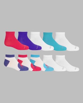 Girls' Lightweight Low Cut Socks, 10 Pack 