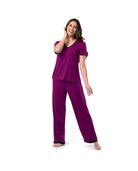 Women's Soft & Breathable V-Neck T-shirt and Pants, 2-Piece Pajama Set BOYSENBERRY
