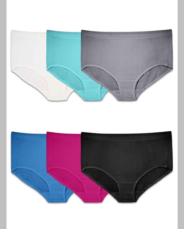 Women S Plus Fit For Me Breathable Micro Mesh Brief Panty 6 Pack