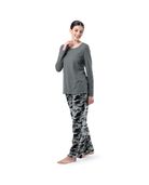 Women's Sleep Top & Fleece Bottom Set GREY HEATHER/BLACK CAMO