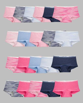 Girls' Heather Boy Short Underwear, Assorted 20 Pack 