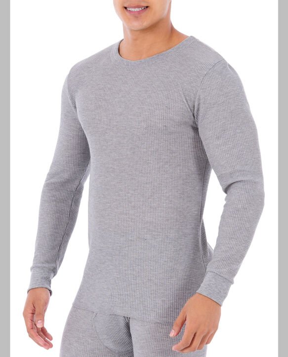 Men's Waffle Thermal Crew Top, 1 Pack LIGHT GREY HEATHER