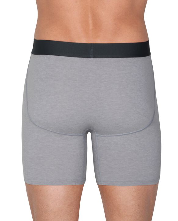 Men's Crafted Comfort Black Heather Boxer Brief Extended Sizes, 3 Pack ASSORTED