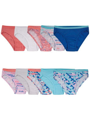 Girls'Eversoft®  Bikini Underwear, Assorted 10 Pack 