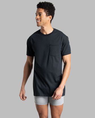 Men's Short Sleeve Workgear™ Pocket T-Shirt, Extended Sizes Black 3 Pack 