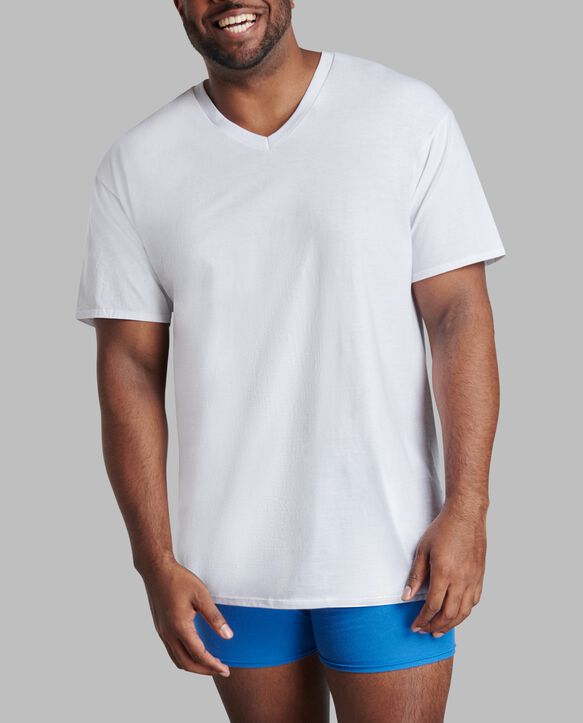 Tall Men's Premium Short Sleeve V-neck T-Shirt, White 6 Pack White