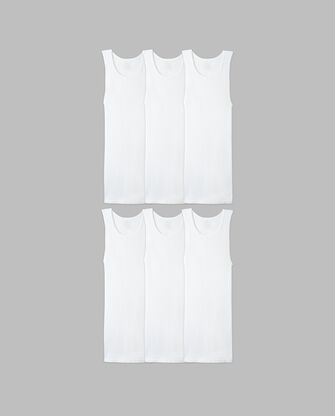 Men's A-Shirt, Extended Sizes White 6 Pack WHITE
