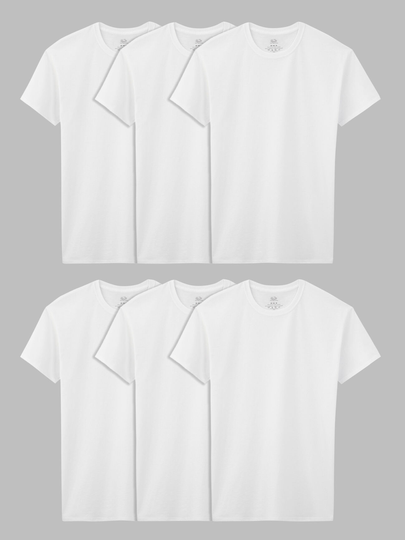 Boys' Short Sleeve Crew T-Shirt, White 5+1 Bonus Pack Assorted 1